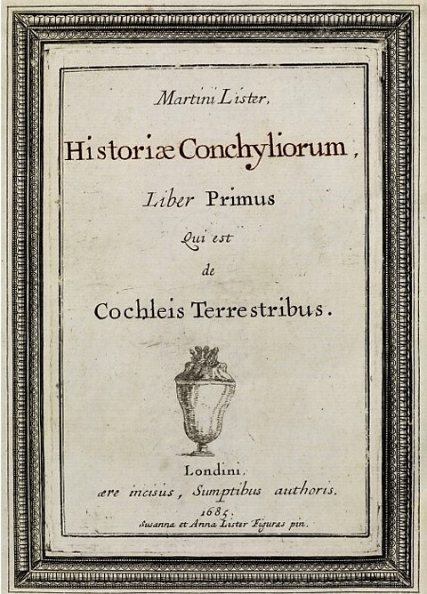 Frontispice "Historiae conchyliorum" ed 1685 - gravures Susanna et Anna Lister